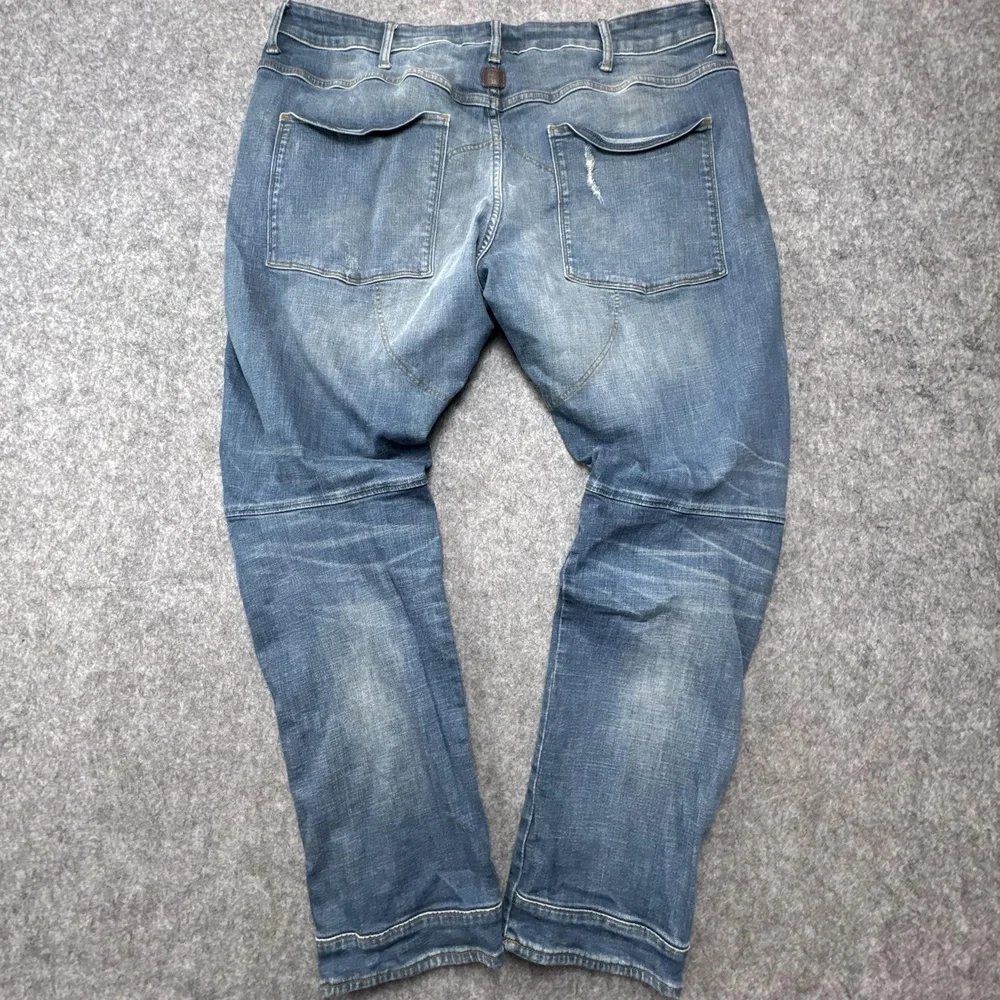 G-Star Raw 5620 3D Slim Jeans Mens 40x32 Blue Medium Wash Distressed Denim